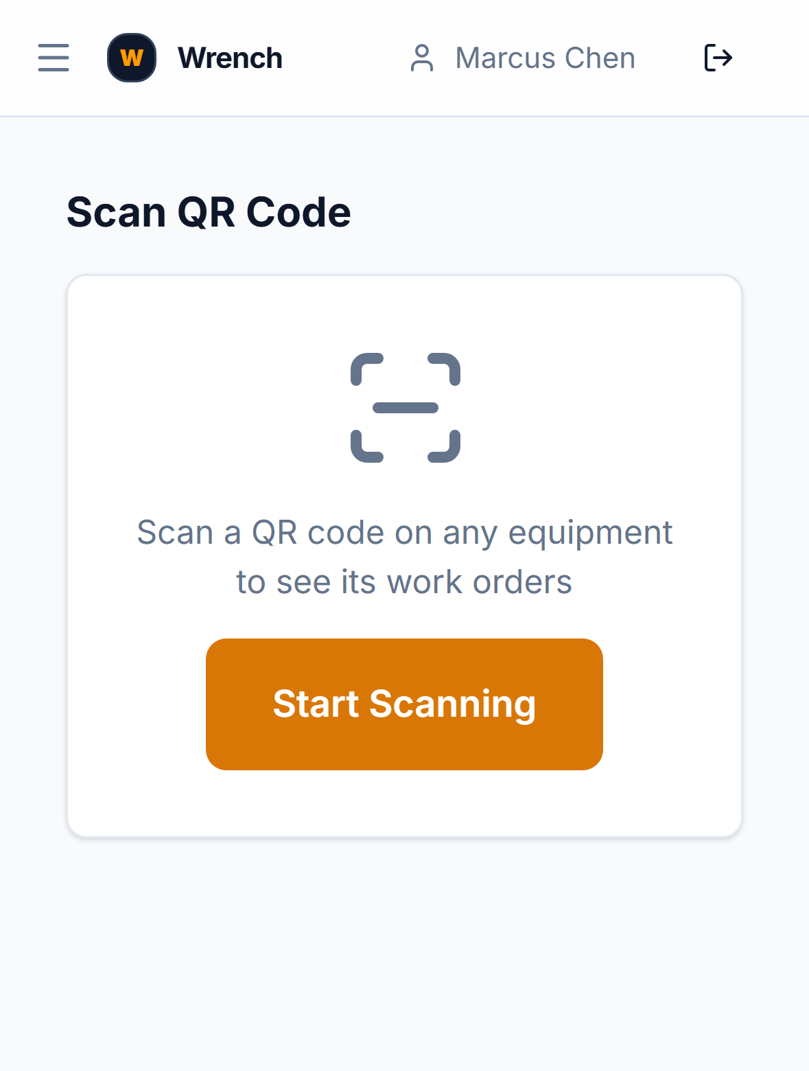 QR code scanner pulling up equipment details on mobile